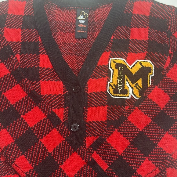 Disney X Forever 21 Mickey Mouse Sweater Women’s Plaid Preppy Cardigan - Picture 7 of 8
